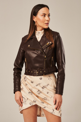 Veste en cuir femme marron