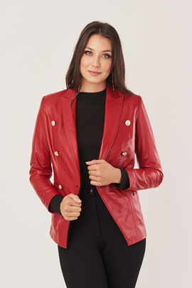 Blazer en cuir femme rouge