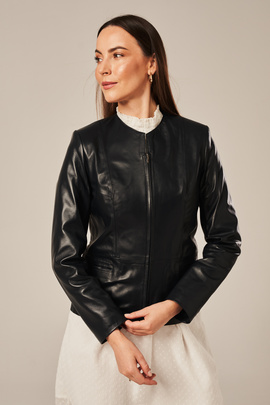 Veste en cuir femme noire