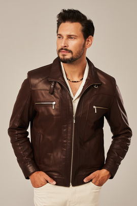 Blouson cuir homme marron