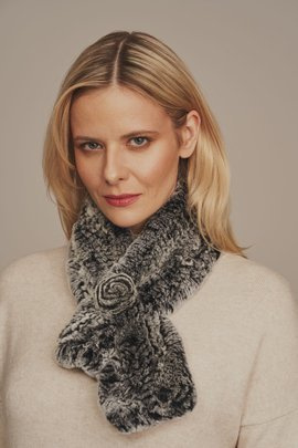 Écharpe en fourrure de chinchilla gris naturel