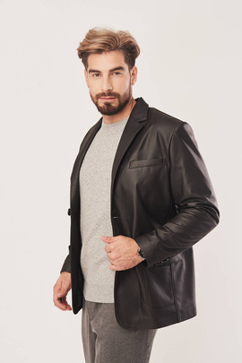 Blazer en cuir homme noir