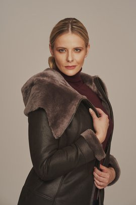 Manteau peau lainée femme