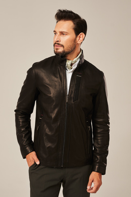 Veste en cuir homme noire