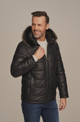 Blouson cuir homme avec fourrure