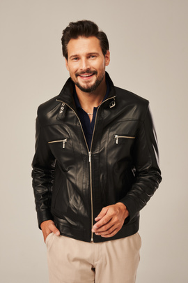 Blouson cuir homme noir