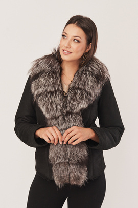 Manteau mouton femme avec renard - Veste hiver femme