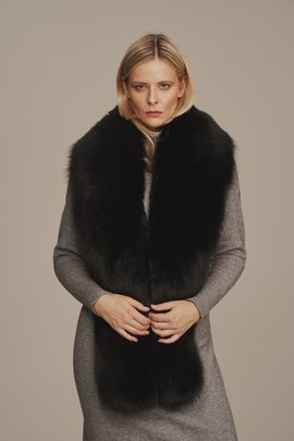 Col en fourrure de renard noir naturel