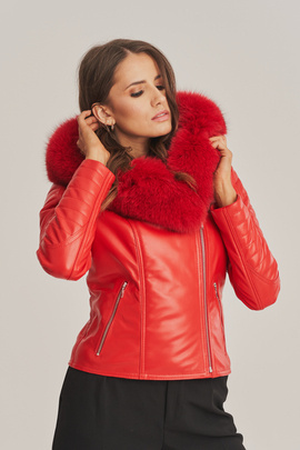 Veste en cuir femme rouge
