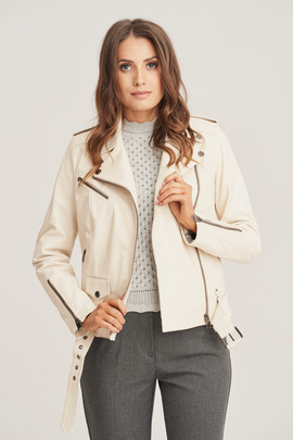 Veste en cuir pour femme beige