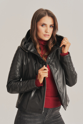 Veste en cuir pour femme noir