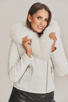 Veste en cuir femme blanc