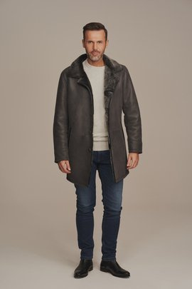 Manteau 3/4 peau retournée agneau