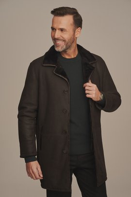 Manteau mérinos marron homme