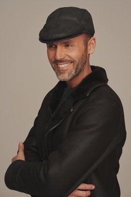 Casquette hiver cuir homme noire