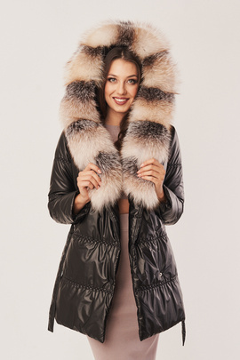 Doudoune fourrure femme luxe noir