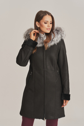 Manteau réversible en peau lainée femme