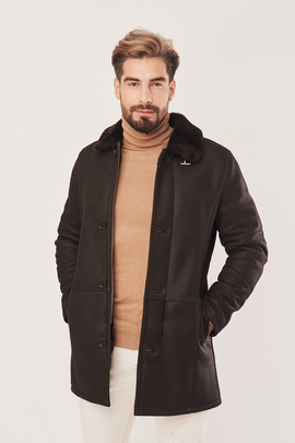 Manteau peau lainée homme