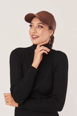 Casquette baseball femme en cuir, marron