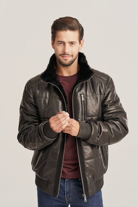 Veste en cuir homme hiver avec capuche