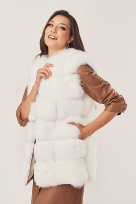 Gilet en fourrure de renard, blanc