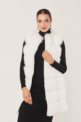 Gilet en fourrure de renard blanc femme
